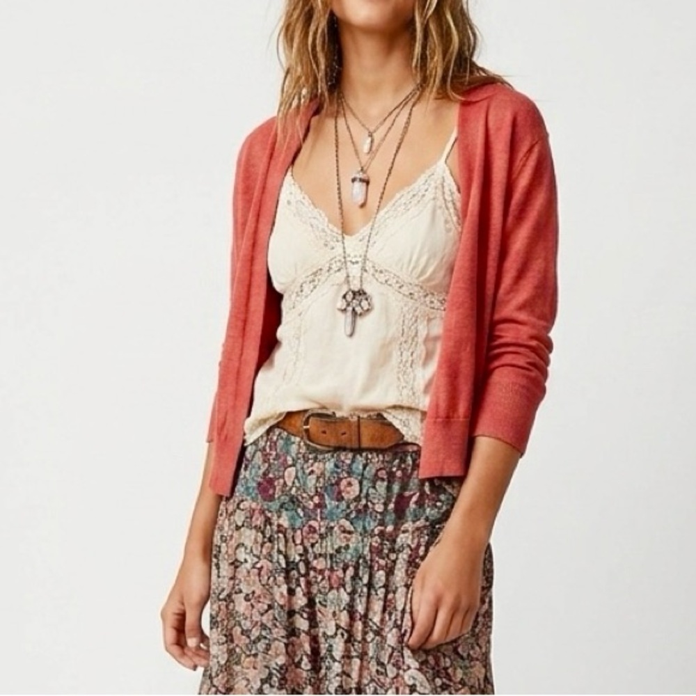 Organic Cotton Eco Conscious ADVENTURA Crop Cardigan Open Shrug Knit Sweater S